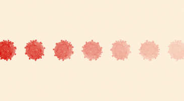 Graphic of fading coronavirus spore