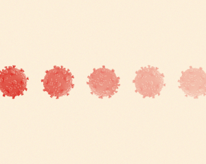 Graphic of fading coronavirus spore