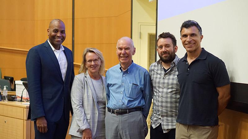 Group photo of Bruce Weir and colleagures at StatGen Symposium 2023